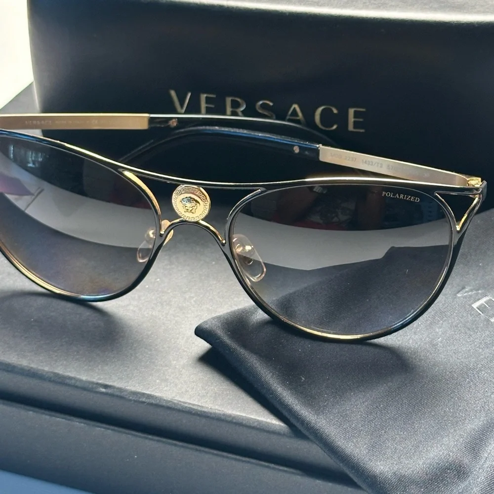 Versace Black and Gold Sunglasses - Picture 5 of 7